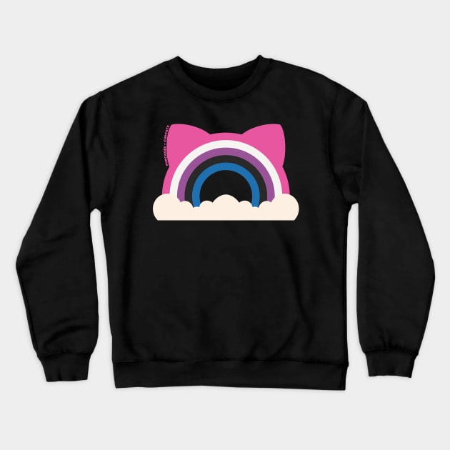 Gender Fluid Pride Cat Ear Rainbow Crewneck Sweatshirt by Pupcakes and Cupcats